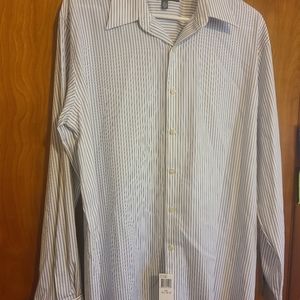 Kenneth Cole Reaction Mens Button Up Sz L 16.5 34-35 Blue Long Sleeve Collared